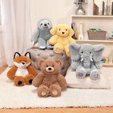 18" Oh So Soft Teddy Bear - Grouped with the Oh So Soft Fox, Elephant, Sloth and Puppy in a Christmas scene image number 10