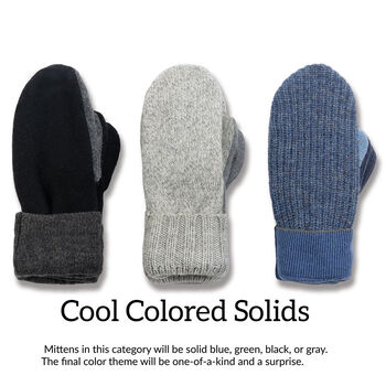 Bernie Mittens - Solid colored wool blend mittens with fleece lining