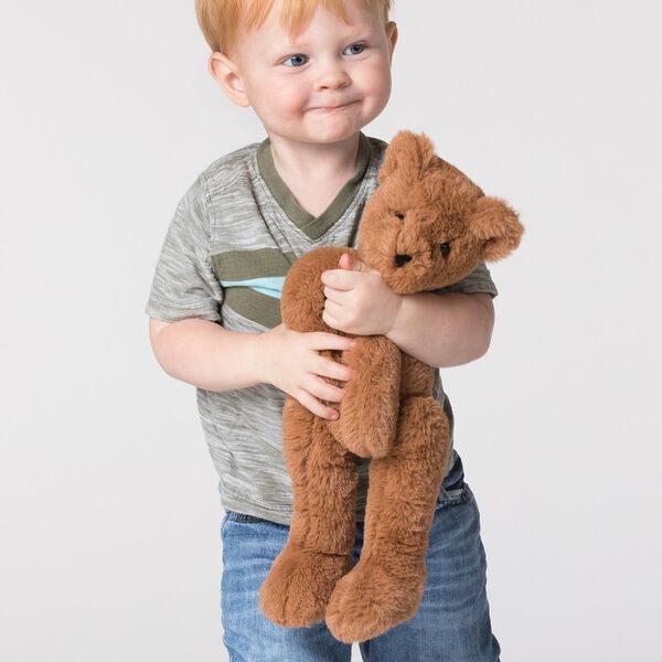15" Buddy Bear - Boy toddler smiling and hugging slim honey brown bear image number 5