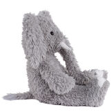 18" Oh So Soft Elephant - Side view of seated gray Elephant with gray foot pads and white tusks and toe nails image number 9