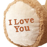 4' Big Hunka Love Bear - Close up of foot pad personalization "I Love You"  image number 4