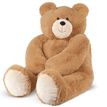 4' Big Hunka Love Bear - Seated golden brown bear with big smile, tan muzzle and feet and brown eyes