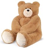 4' Big Hunka Love Bear - Seated golden brown bear with big smile, tan muzzle and feet and brown eyes image number 1
