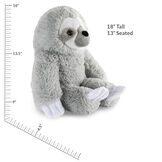 18" Oh So Soft Sloth - Side view of seated gray 18" Sloth with white claws and face with measurement of 18" tall or 13" seated image number 5