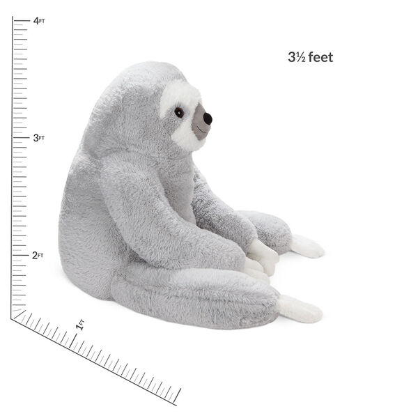 3 1/2' Gentle Giant Sloth - Side view of seated gray and white Sloth with measurement of 31/2 Feet.