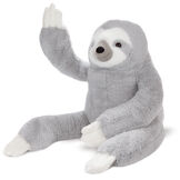 3 1/2' Gentle Giant Sloth - Three quarter view of seated gray and white Sloth with paw raised image number 5