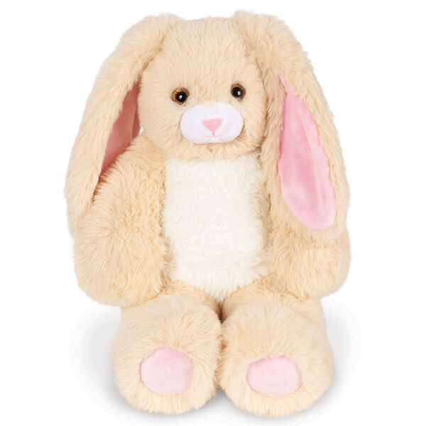 18" Oh So Soft Bunny - Front view of seated ivory and white bunny with pick ears and nose and fluffy tail image number 0