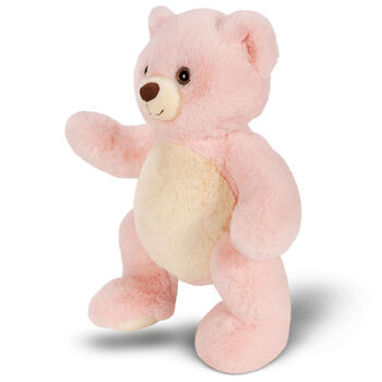 15" Cuddle Chunk Teddy Bear, Bubblegum - Standing waving pink bear with tan muzzle, foot pads and belly