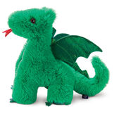 18" Fluffy Fantasy Green Dragon - Side view of standing emerald green plush with wings and red tongue image number 4