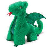 18" Fluffy Fantasy Green Dragon - 3/4 view of standing emerald green plush with wings and red tongue image number 0