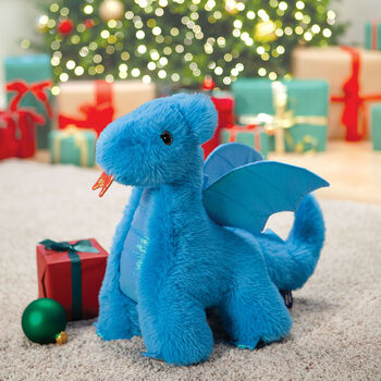 18" Fluffy Fantasy Blue Dragon