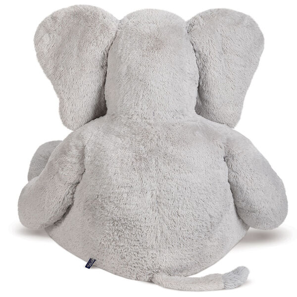 6' Giant Cuddle Elephant - Back view of seated grey plush elephant with tail