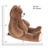 4' Cuddle Teddy Bear- Side view of seated mocha latte teddy bear with measurements of 48" tall or 30" seated image number 2
