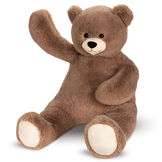 4' Cuddle Teddy Bear- Front view of waving seated mocha latte teddy bear with cream paw pads image number 4