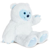 18" Fluffy Fantasy Yeti - Side view of white seated stuffed animal Yeti with light blue muzzle and foot pads image number 3