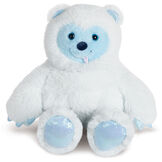 18" Fluffy Fantasy Yeti - Front view of white seated stuffed animal Yeti with light blue muzzle and foot pads image number 0