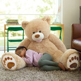 4' Bubba The Teddy Bear - Seated front view of tan bear with child in a living room scene image number 3