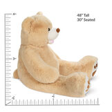 4' Bubba The Teddy Bear - Side view of tan bear with measurements of 48" tall or 30" seated image number 2