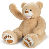 4' Bubba The Teddy Bear - Seated front view of waving tan bear with ivory muzzle and embroidered foot pads image number 4