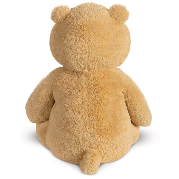 4' Boo The Loveable Big Teddy Bear - Back view of seated light butterscotch brown bear with ivory muzzle, smile and hear foot pads image number 6