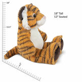 18" Oh So Soft Tiger - Side view of seated orange and black striped tiger with measurement of 18" tall or 13" seated image number 4