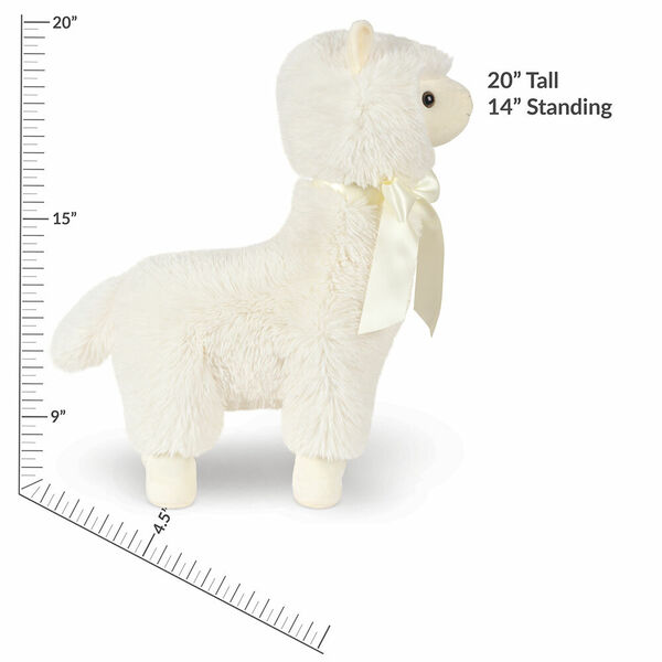 20" World's Softest Llama - Side view of standing ivory llama with measurement of 20" total or 14" Standing