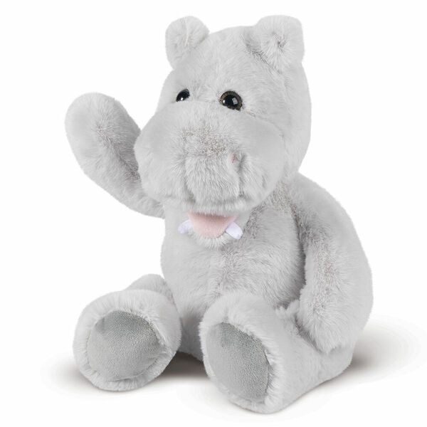 15" Cuddle Chunk Hippo - Seated grey plush hippo with brown eyes, prominent teeth and pink tongue image number 0