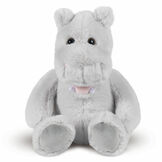 15" Cuddle Chunk Hippo - Front view of seated grey plush hippo with brown eyes, prominent teeth and pink tongue image number 5