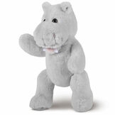 15" Cuddle Chunk Hippo - Standing grey plush hippo with brown eyes, prominent teeth and pink tongue image number 3