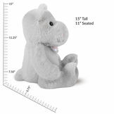 15" Cuddle Chunk Hippo - Front view of seated grey plush hippo with measurements of 15" Tall or 11" Seated image number 4
