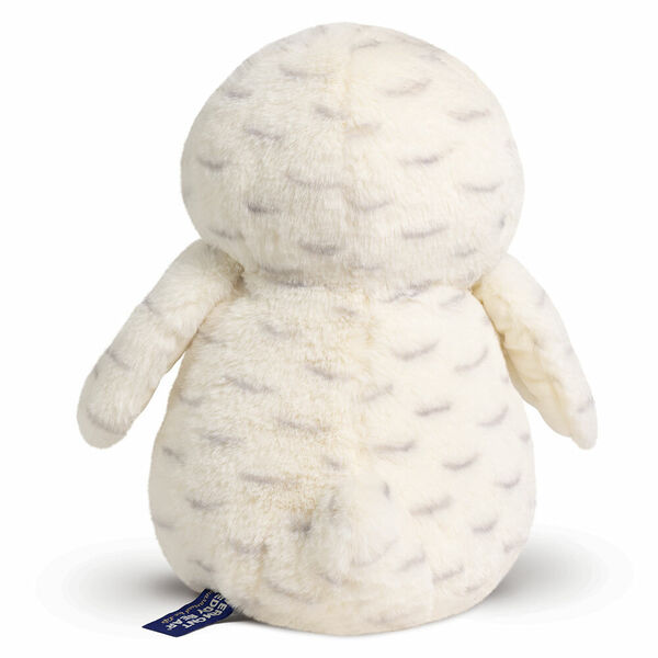 15" Cuddle Chunk Snowy Owl - Back view of snow white owl with brown eyes image number 5