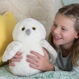 15" Cuddle Chunk Snowy Owl - Front view of snow white owl with brown eyes and model image number 0