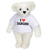 15" "I HEART You" Personalized T-Shirt Bear - Standing Jointed Bear in white t-shirt that says I "Heart" your custom name in black and red lettering - Vanilla white fur image number 4