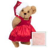 15" Christmas Sweetheart Bear - Standing jointed bear dressed in white red velvet dress with heart lace trim and red velvet santa hat with white fur trim. Hat is personalized with "Jan" above the fur - Pink image number 5