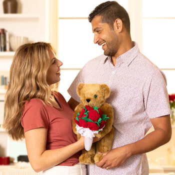 15" Red Rose Bouquet Bear