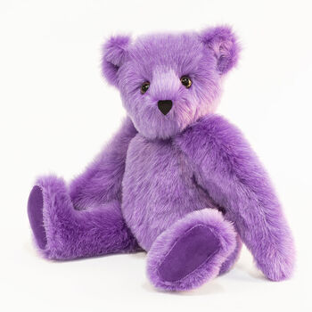 15" Special Edition Spark Kindness Classic Bear - Seated jointed purple bear with purple paw pads and brown eyes.
