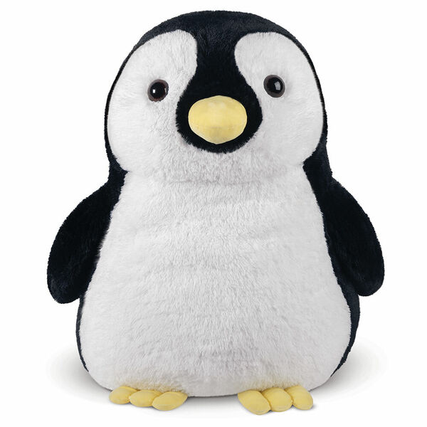 28" Cuddle Penguin - Front view of black and white jumbo penguin with yellow beak and feet