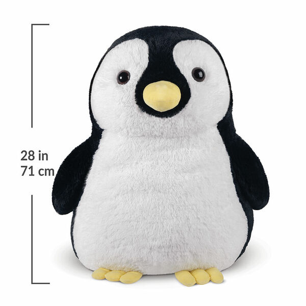 28" Cuddle Penguin - Front view of black and white jumbo penguin with measurement of 28" tall or 71 cm image number 3