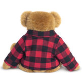 15" Vermont Flannel Bear, Buffalo Plaid - Back view of 15" seated bear with button down Vermont Flannel shirt image number 4