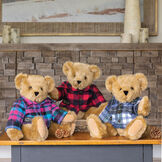 15" Vermont Flannel Bear, Buffalo Plaid - Group of 15" bears in Vermont Flannel shirts as holiday decorator gifts image number 4